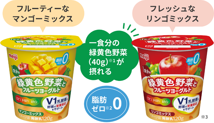 フルーティーなマンゴーミックス フレッシュなリンゴミックス 一食分の緑黄色野菜(40g)が取れる